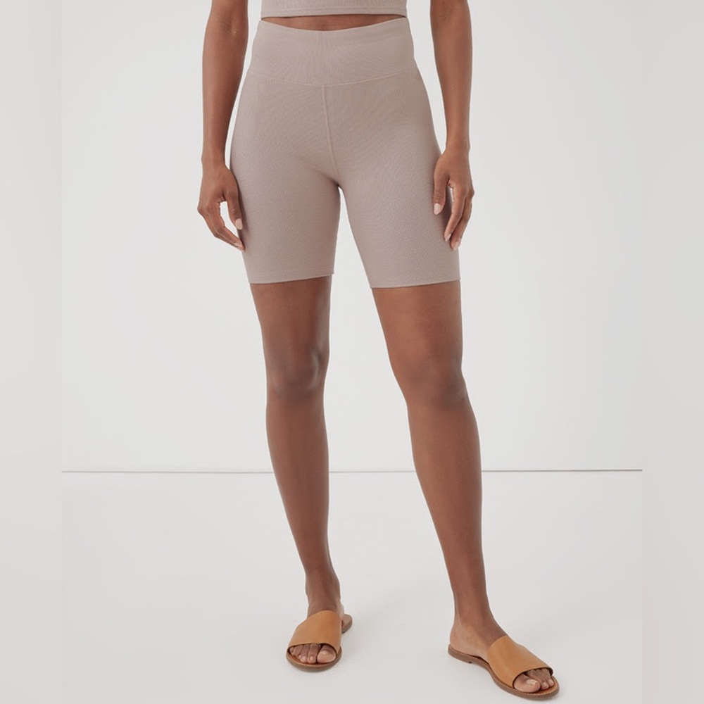 Pact Org Cotton Purefit Ribbed Cotton Biker Shorts In Oat / Nude Women’s XXL 2XL